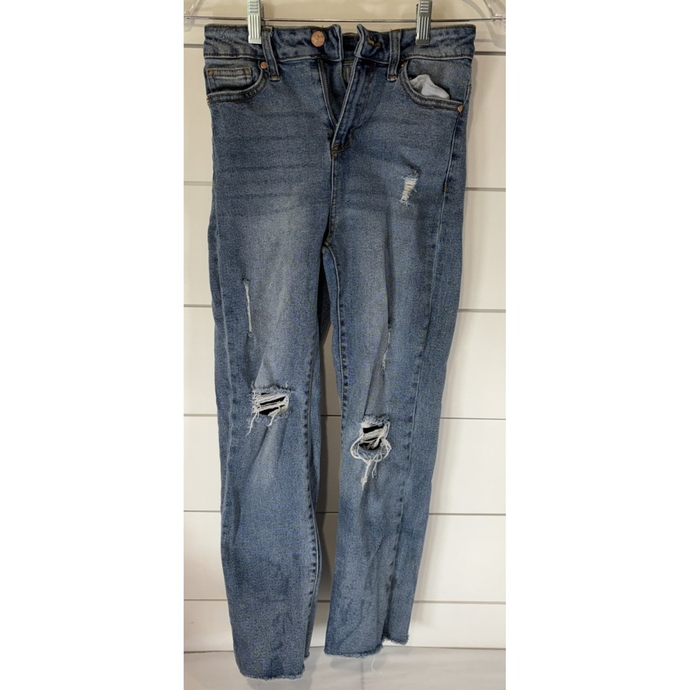 KENDALL + KYLIE The Icon High Rise Straight Denim Jeans Size 3/26 Distressed
